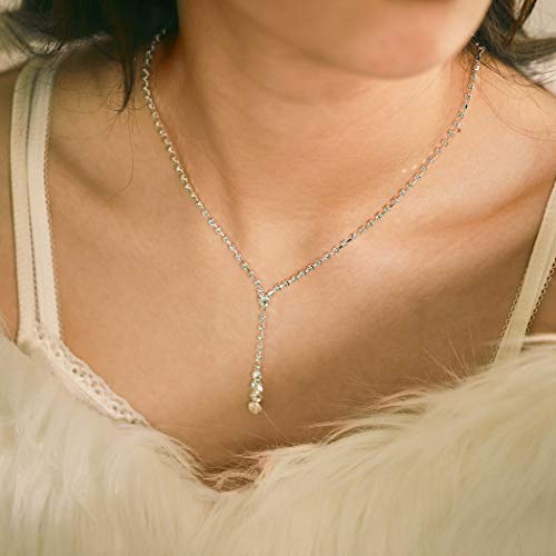 Yean Bride Silver Bridal Necklace Earrings Set Crystal Wedding Jewelry Set Rhinestone Choker Necklaces For Women And Girls (Silver) #TOP1