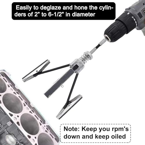 Utmall 3-036 Engine Cylinder Hone Deglazer 2 Inches To 6-1/2 Inches Adjustable 4 Inches Long Blade With100 220 400 Grit Stones Piston Cylinder Hone thumb #3