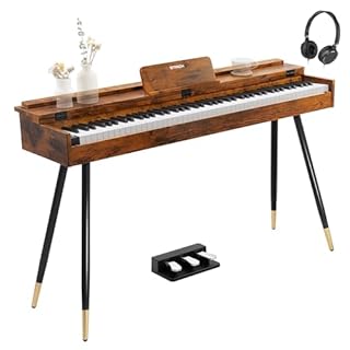 STRICH 88 Key Digital Piano, Hammer-Action Weighted Keyboard, Full Size Desk Cover Electric Piano Keyboard with Stand, 25Wx2 Speakers, Headphones, Three Pedal, SDP-350S(Furniture Style)
