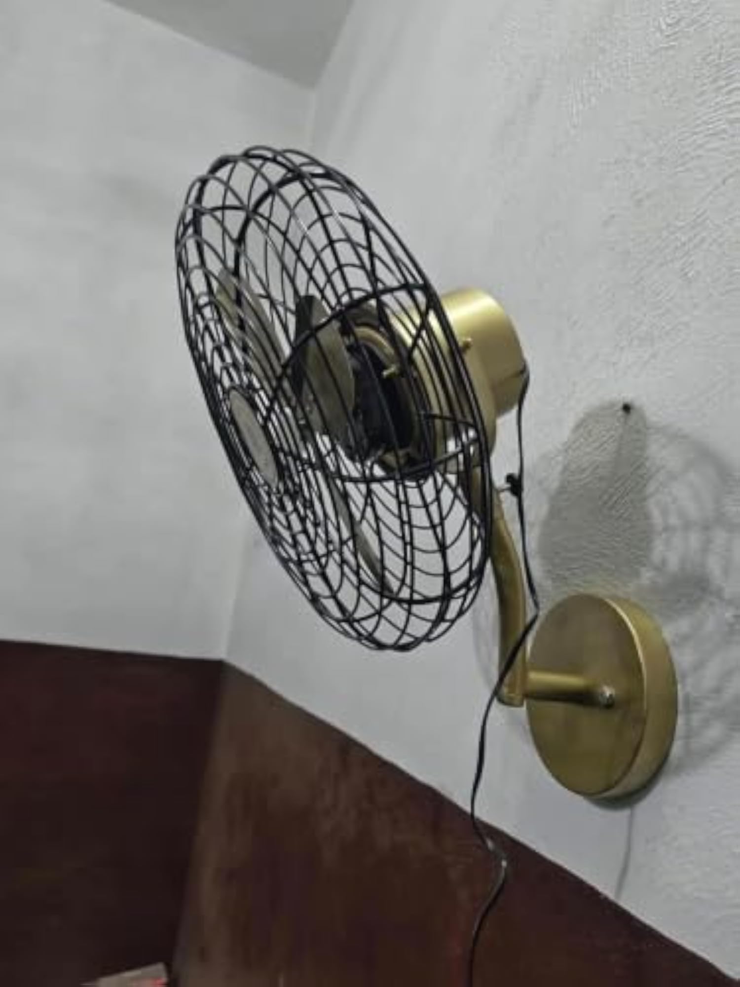 Vintage Brass Wall Mounted Fan, High Speed