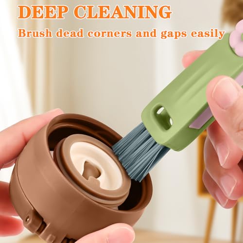 Image of Wanme 3 in 1 Cup Lid Gap Cleaning Brush Set, Multifunctional Bottle Cleaning Brush, Cup Lid Gap Cleaner, Home Kitchen Crevice Brush Tools