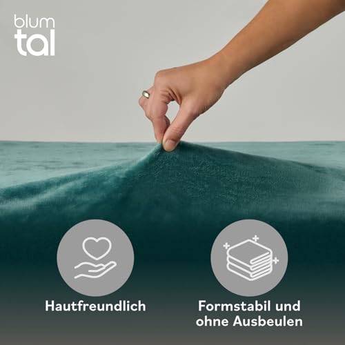 Blumtal Spannbettlaken Cashmere Touch 120x200cm Plüsch - Oeko-TEX zert. Bettlaken - Mikrofaser Spannbettlaken weich Winter 120x200cm Petrol – Ansicht 3