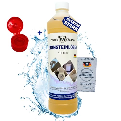 PandaCleaner Limpiador de orina extrafuerte – 1 L limpiador de inodoro extremadamente fuerte – Limpiador de cal extra fuerte – Limpiador de inodoro para inodoro, bide y orinal con boquilla inclinada –