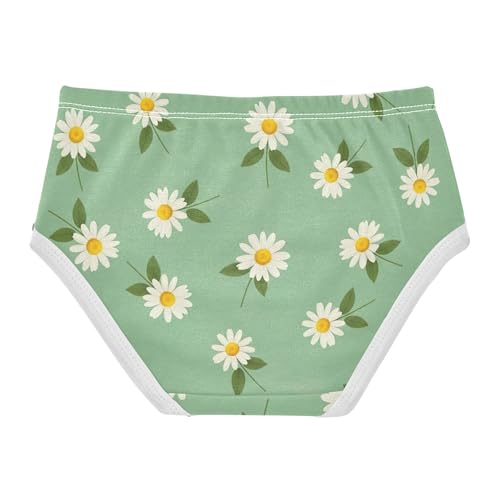White Daisies Green Leaves Girls Underwear Toddler 2t Cotton Panties Little Girl Cartoon Briefs Girls Undies2