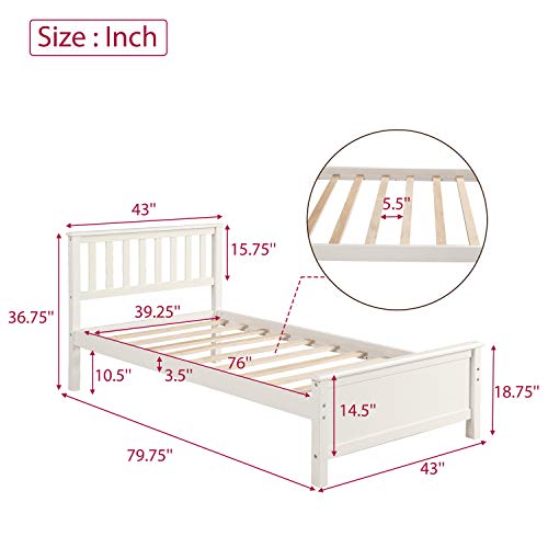 Harper & Bright Designs Twin Platform Bed Frame With Storage Drawers Kids (White-2) #TOP1
