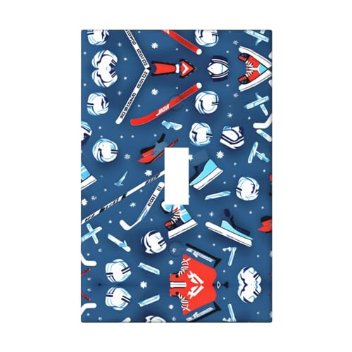 Cubiertas de salida con impresión de hockey sobre hielo, 1 placa de pared de tamaño estándar, cubiertas de placas frontales de policarbonato de doble salida