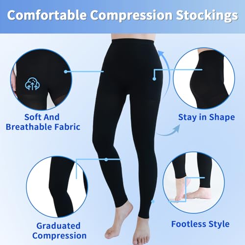medical compression pantyhose for women amp men 20-30mmhg graduated support compression tights footless medical compression stockings amp leggings for edema varicose veins swellingblackl