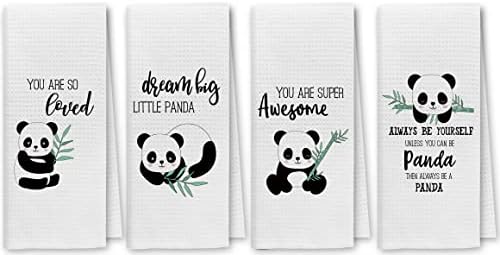 Dreamtimes Cute Panda Head Hand Towels 2 PCS, Ultra Soft And Highly Absorbent Forest Animal Decorative Fingertip Towel Home Bathroom Kitchen 28 3 X14 4