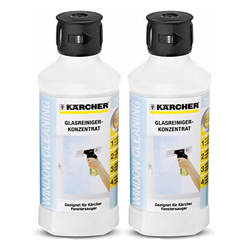 Kärcher RM 500 Lot de 2 bouteille de produit nettoyant concentré pour vitres 2 x 500 ml + chiffon en microfibres K7plus Vert 40 x 40 cm