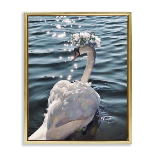 Flower Crown Swan Lake Ripples, 24 x 30 Inch Canvas in Floater Frame
