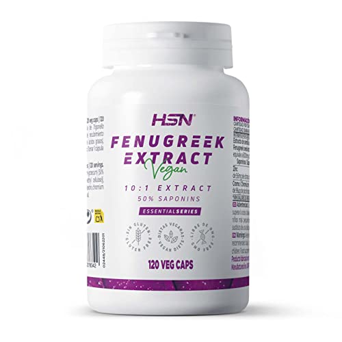 Fenugrec (Trigonella foenum-graecum) de HSN | 500mg | Alholva, 50% Saponines, Augmente la Testostérone, Soutient l’Allaitement, Végétalien, sans Gluten, sans Lactose, 120 gélules Cover