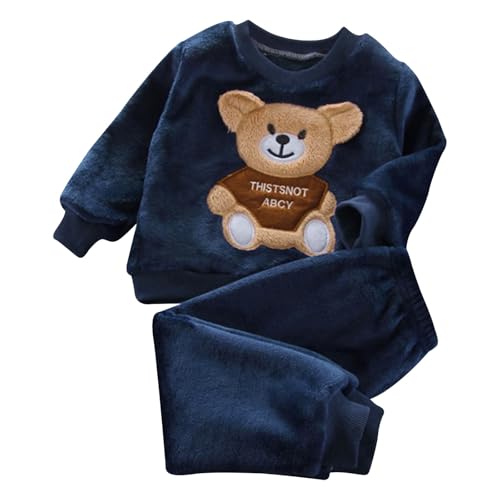 Flauschige Schlafanzug Kinder Jungen Mädchen Schlafanzüge Warme Fleece Pyjama Set Kleinkind Winter Langarm Nachtwäsche Weihnachts Flanell Pyjama...