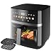 Cecotec Freidora de Aire 8L con Doble Grill Cecofry&Grill Duoheat 8000 Hot. 2200W, Dorado Perfecto y Sabor de Parrilla en Carnes, Temperatura entre 80-200°C, 8 Menús y Ventana
