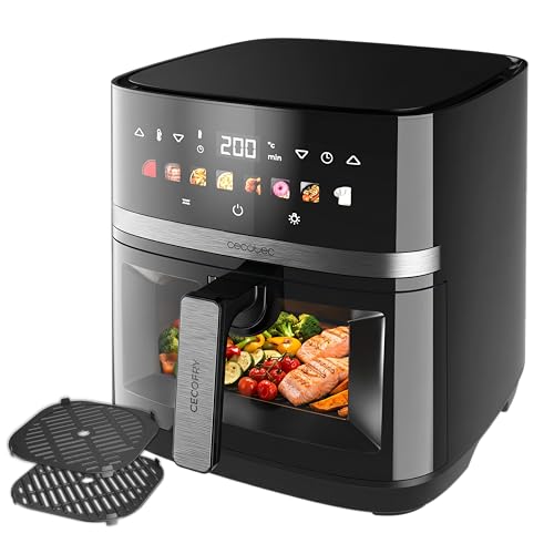 Cecotec Freidora de Aire 8L con Doble Grill Cecofry&Grill Duoheat 8000 Hot. 2200W, Dorado Perfecto y Sabor de Parrilla en Carnes, Temperatura entre 80-200°C, 8 Menús y Ventana