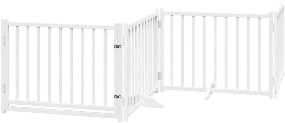 vidaXL Dog Gate Set of 4 White Solid fir Wood 126.0 in Total Length