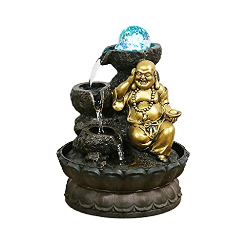 Fuente de mesa para decoración de mesa, fuente de agua de Buda Zen, decoración de cascadas para mesa, escritorio, oficina, hogar, dormitorio, fuente interior