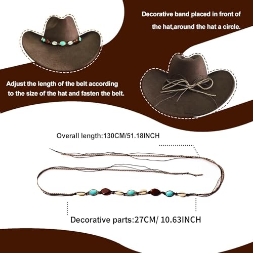 Image of Cowboy Hat Bands for Men Women, Leather Hatbands Belt for Cowboy /Western /Fedora /Cowgirl Hats