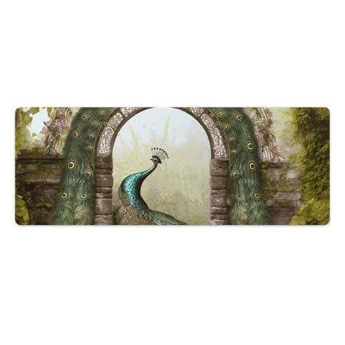 Tapis de souris de jeu XXL motif paon élégant de bureau