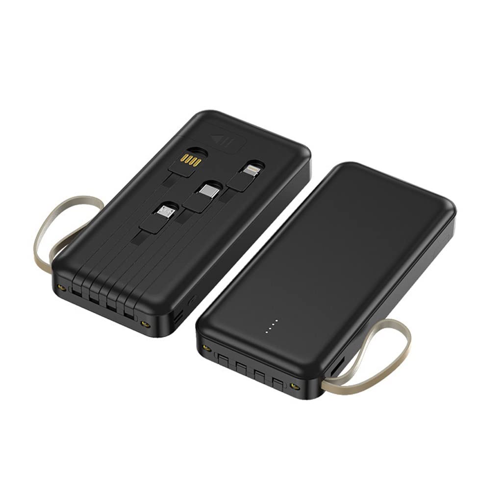 Cargador portátil 30000mAh soluciona batería baja con cables y soporte