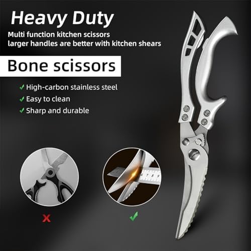 Professional Poultry Shears - Kitchen Shears for Spatchcocking Chicken and Meat Cutting, Multi-Purpose Kitchen Scissors for Food - 4