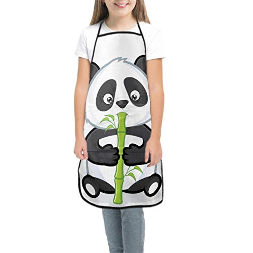 Kids Bbq Apron Chinese Lucky Giant Panda Chef Cooking Apron Chef Apron For Boys Waterproof With Pocket For Cooking Baking Painting And Party
