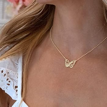 Bishilin Halsketting voor dames, verzilverd vlinderhanger, ketting voor
