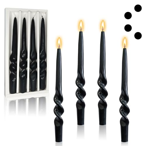 Black Taper Candles Tall Halloween Candlesticks Dripless Spiral Taper Candles Twisted Candlesticks Funky Candle Sticks Unscented Candle for Halloween Dinner Decor Praty Housewarming