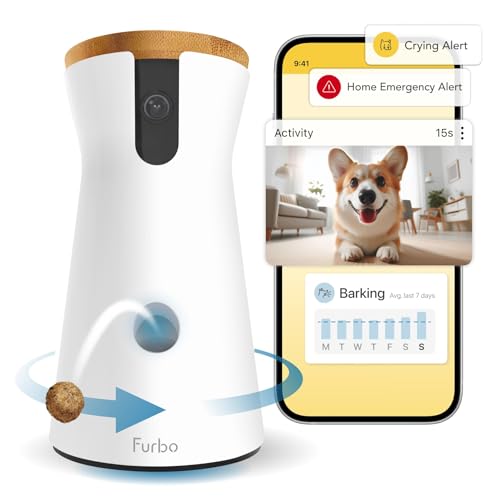 Furbo 360° Dog Camera - Unlock with Paid Plan: Home Security & Dog Safety Alerts, Rotating Pet...