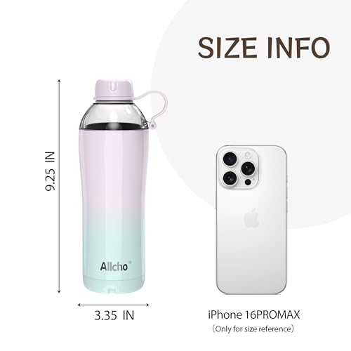 Image of Insulated Water Bottle for Women, 18 oz Stainless Steel Water Bottles, Double Walled, 2 Lids (Chug & Tumbler) - Hydrate & Caffeinate, Available Gift Wrapping