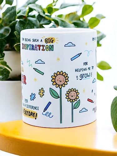 Image of DAYS Thank You Teacher Mug Best Teacher Gift, Helping Me to Grow Ceramic Mug 11oz