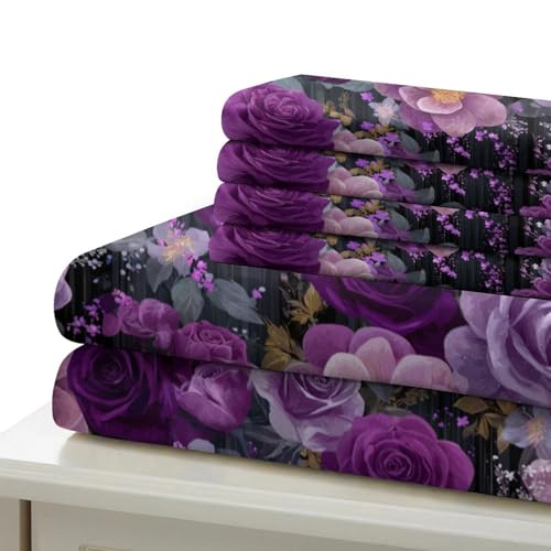 Housse de couette violette infroissable entretien facile 3 pcs