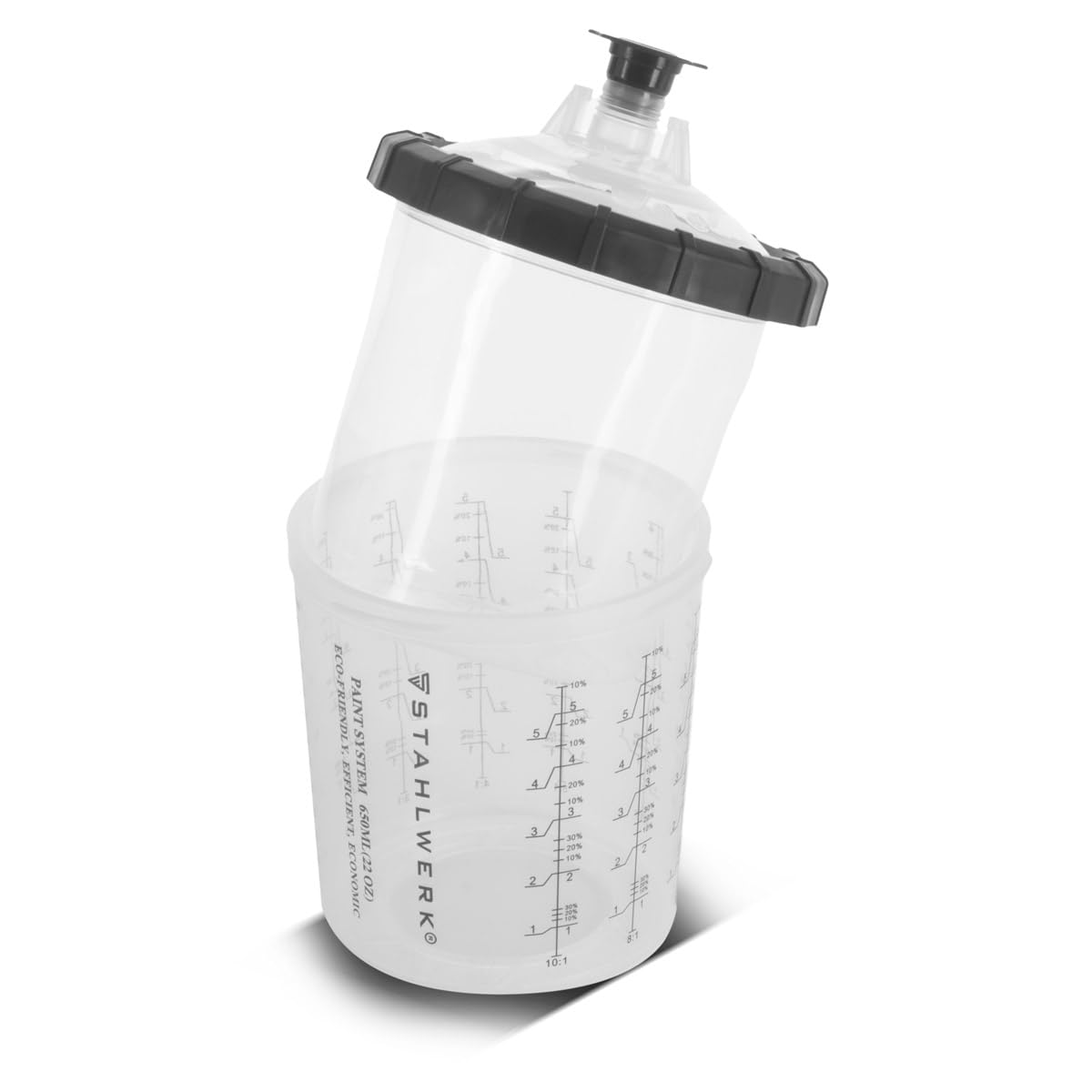 STAHLWERK HVLP Lackierpistolen-Set SG-250 ST mit Mischbecherset 25-teilig | Lackierpistole mit Fließbecher, Reinigungs-Set, Düsensatz 1,4/1,7/2,0 mm, Druckluftpistole, 650 ml