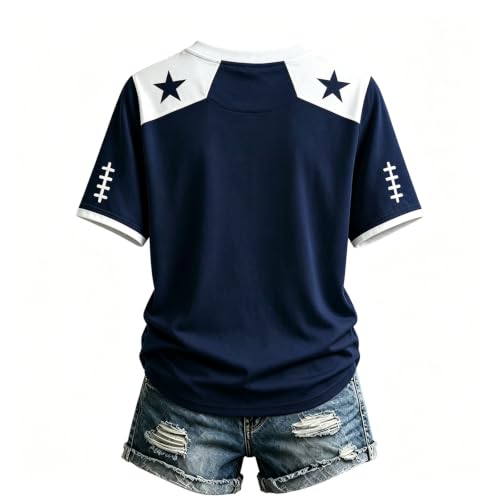 Football Jerseys for Women Game Day Shirts V Neck Vintage Football Tshirts - image 3