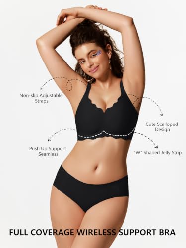 Image of COCOMARTS Jelly Bras for Women No Underwire Scalloped Wireless Push Up Bra | Seamless Full Coverage Supportive Everyday Essentials Tshirt Bras, Soft Breathable Comfortable Bralettes