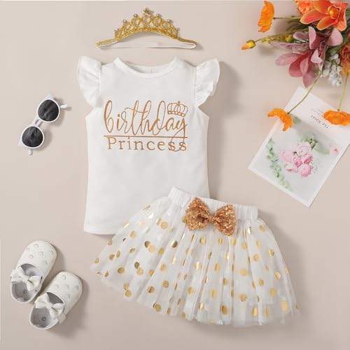 Image of LYSMuch Girls Birthday Outfit Birthday Girls Shirt Princess Tutu Tulle Skirt
