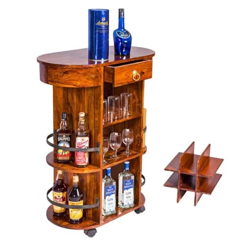 Image of Wooden Bar Cabinet for Home (Mahogany Honey)