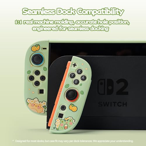 Image of GeekShare Protective Case Compatible with Switch 2, Hard PC Slim Dockable Shell Cover Designed for Switch 2 Game Console and Joystick Controllers - Matcha Froggy