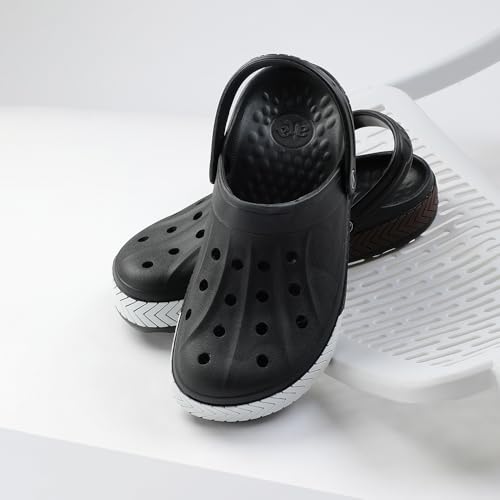 Image of Liberty A-HA LITEWALKXT Clogs for Men, Black & Light Grey | Casual Slip-On Slingback Clog for Walking, Outdoor /Indoor Use | Solid Pattern, Fashionable Sandals with Lightweight Regular wear
