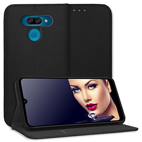 mtb more energy® Funda Bookstyle para LG K50 (LM-X520, 6.26'') - Negro - Cuero sintético - Carcasa Cubierta Estuche Carátula