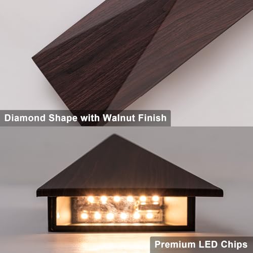 Image of LED Outdoor Wall Sconce in Dark Walnut Finish, Warm 3000K Light, 15.75 inch Outdoor Waterproof Patio Wall Light Fixtures for Exterior House, Front Door, Garden, Garage, Porch