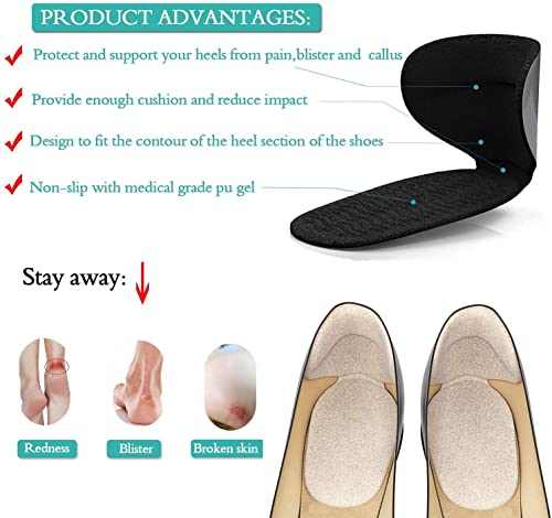 Image of Purastep 6pcs Shoe Insole Reusable Soft Shoe Inserts Heel Cushion Pads Self-Adhesive Foot Care Protector Grips Liners Loose Shoes - Heel Pain Relief Bunion Callus Blisters for Men & Women - 3 Pairs