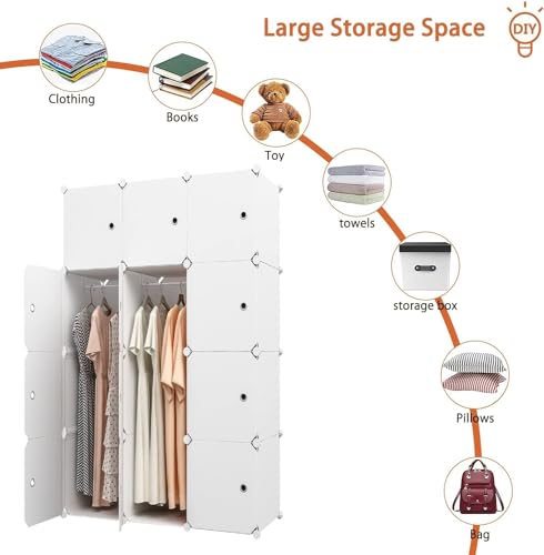 Image of KRISHYAM 12 Box Collapsible Plastic Cupboard for Storage, Plastic Soft Sheet Wardrobe Cabinet for Storage, Almirah for Clothes Storage Cabinet Storage Rack (White Plain