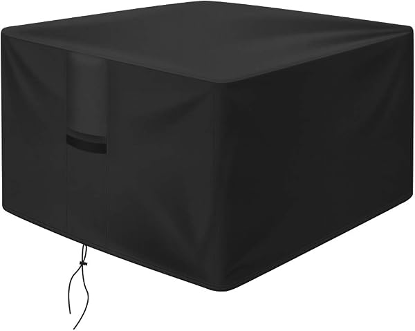 OKPOW Fire Pit Cover 90cm,Firepit Covers Waterproof Square-600D,Fire Bowl Cover Anti-UV,Heavy Duty Rip Proof Oxford Fabric Firepit Cover,Square Fire Pit Covers- Black(90cm*90cm*50cm) - 1