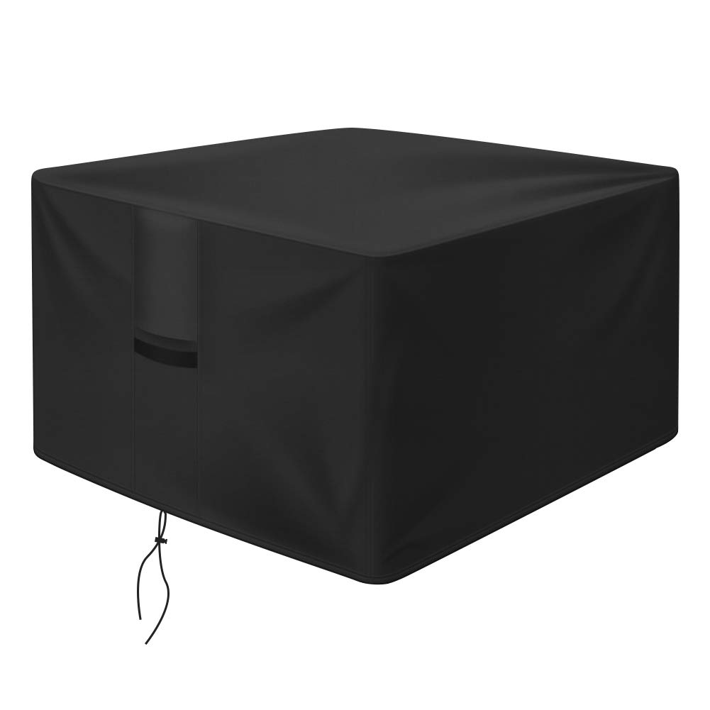 OKPOW Fire Pit Cover 90cm,Firepit Covers Waterproof Square-600D,Fire Bowl Cover Anti-UV,Heavy Duty Rip Proof Oxford Fabric Firepit Cover,Square Fire Pit Covers- Black(90cm*90cm*50cm)