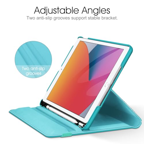Image of Fintie Rotating Case for iPad 9th Generation (2021) / 8th Generation (2020) / 7th Gen (2019) 10.2 Inch - 360 Degree Rotating Stand Cover with Pencil Holder, Auto Wake Sleep, Green Sea Turtle