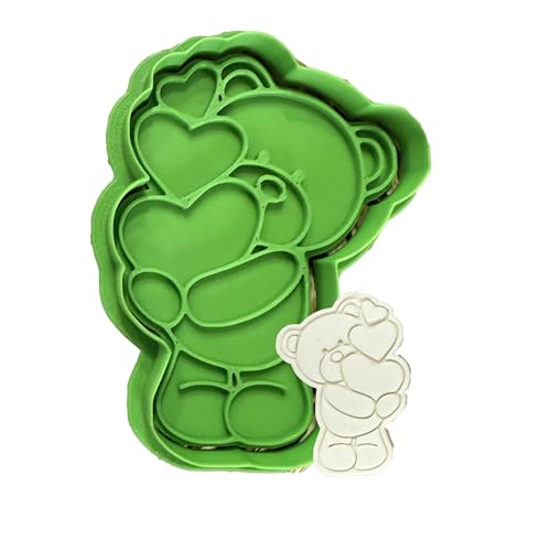 Tagliabiscotti.it - Orsetto con cuori - San Valentino - Cookies cutter - Tagliabiscotti - Formina - Cutter per realizzare biscotti o decorazioni torte in pasta di zucchero - Misura 8cm x 6cm x 1,2cm.