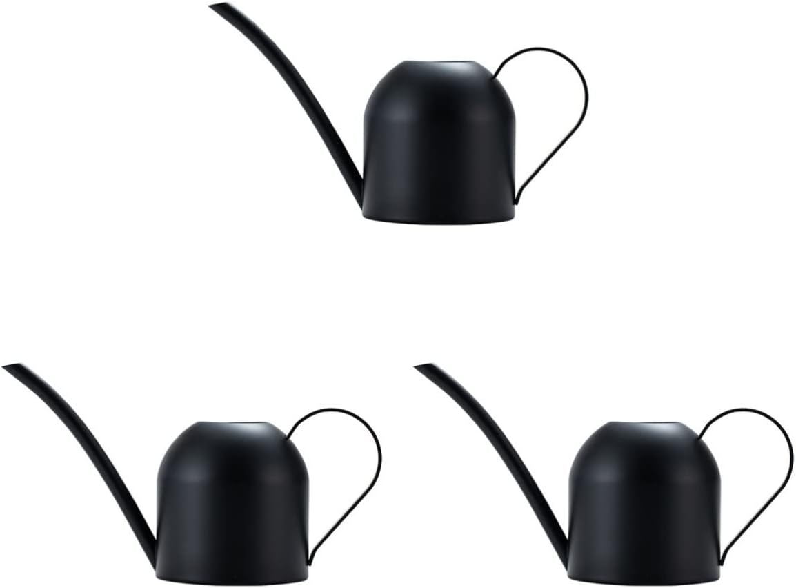 Watering can,500ML Long- Mouth Watering Cans Long- Mouth Flower Watering Pot indoor watering can Flower Watering Pot(Blackx3pcs)