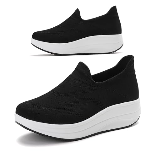 Image of RUIDENG Loafers for Women Comfortable | Women's Walking Shoes Everyday Working | 2 Inch Rocker Bottom