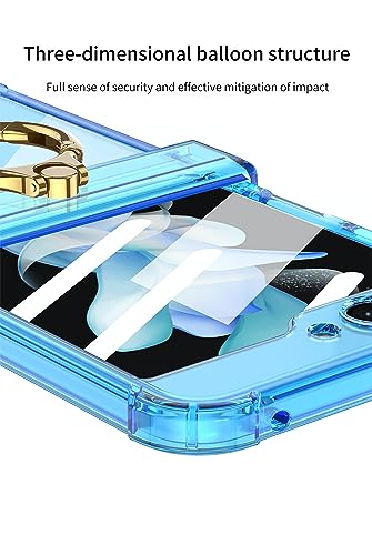 Image of BOUNCEBACK Transparent Shockproof Hinge Cover Ring Case for Samsung Galaxy Z Flip5 / Galaxy Flip 5 Case Cover - (Clear Black | Rubber)