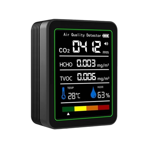 臭気測定器 5 in 1二酸化炭素検出器CO2空気質モニター空気質検出用 継続使用(Black)
